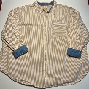 St Johns Bay Button Up Shirt Size 3X Striped Cotton Country